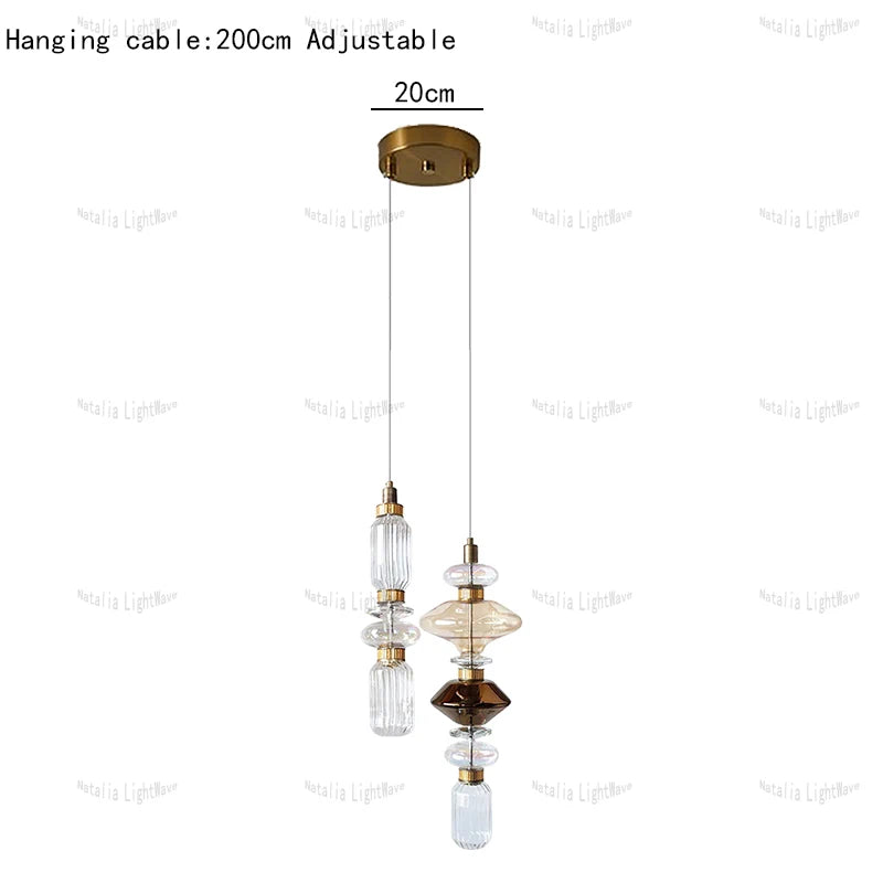 Creative Design Trendy Modern Glass Lamp Modern Home Decor Living Room Pendant Lights LED Foyer Hanging Lamp Long Table Lustre