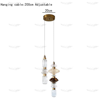 Creative Design Trendy Modern Glass Lamp Modern Home Decor Living Room Pendant Lights LED Foyer Hanging Lamp Long Table Lustre