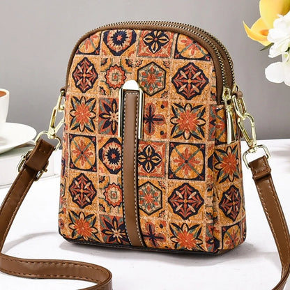 Women Fashion Bohemian Style Printed Phone Bag Ethnic Style PU Leather Single Shoulder Bag Luxury Versatile Handbag For Ladies