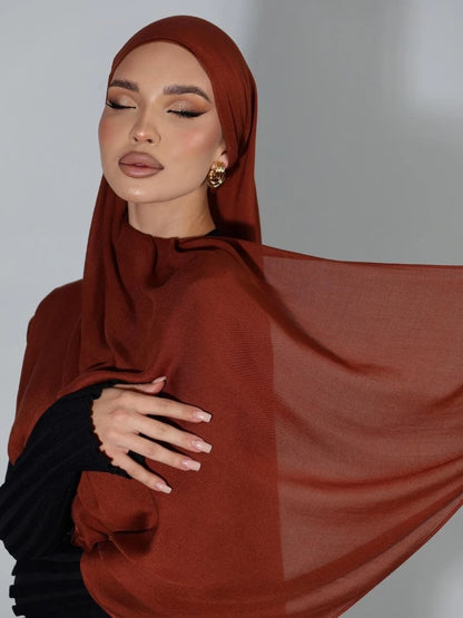 110colors Modal Hijab with Modal Undercap Set Basic Stretchy Pullover Headscarf Thin Breathable Sunscreen Head Wrap Hijabs Scarf