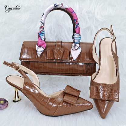 Green Women Shoes And Bag Set African Ladies High Heels Pumps Match With Handbag Sandals Clutch Escarpins Femmes Sandales YM2302