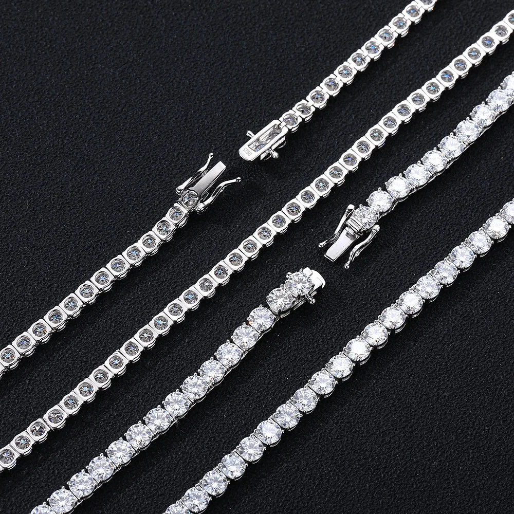 D VVS1 Moissanite Tennis Necklace 2-6MM 925 Sterling Silver Classics for Women Exquisite Jewelry Simulated Diamond Necklaces