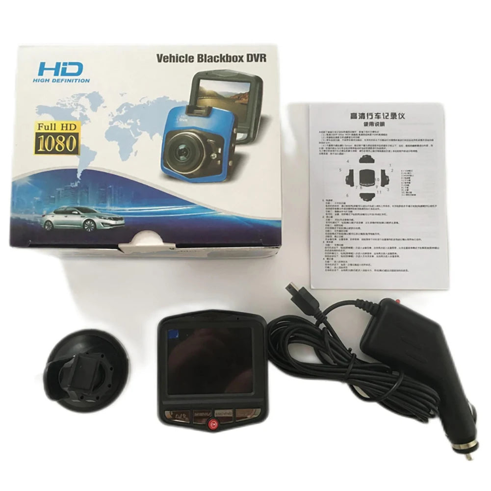 Car Camcorder Loop Recording Dash Cam Suction Cup HD 1080P Car DVR Night Vision 2.4 Inch LCD Screen Motion Detection G-Sensor