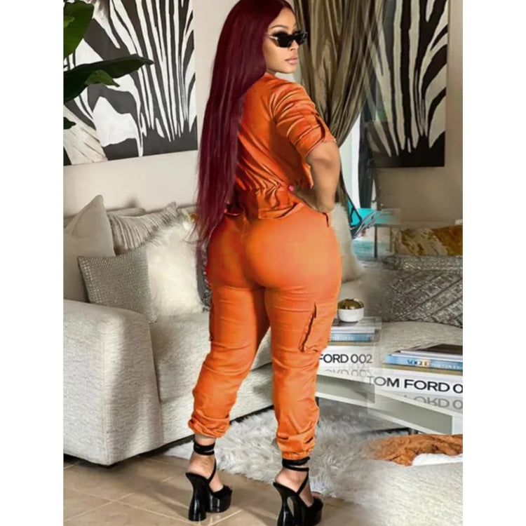 Women's Cargo Style Sexy Jumpsuits Front Zipper Slim Female Sexy Street Party 2025 Summer New Fashion One Piece Suit Long Romper