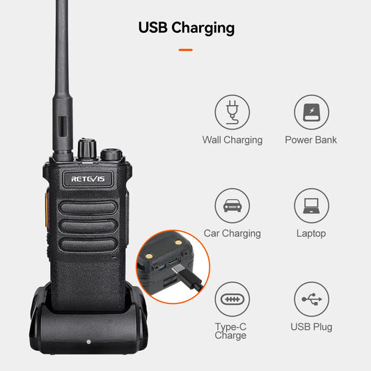 Retevis RT86 Walkie Talkie Professional Two Way Radio Long Range Type-C Communication Radio for Outdoor Business Farm