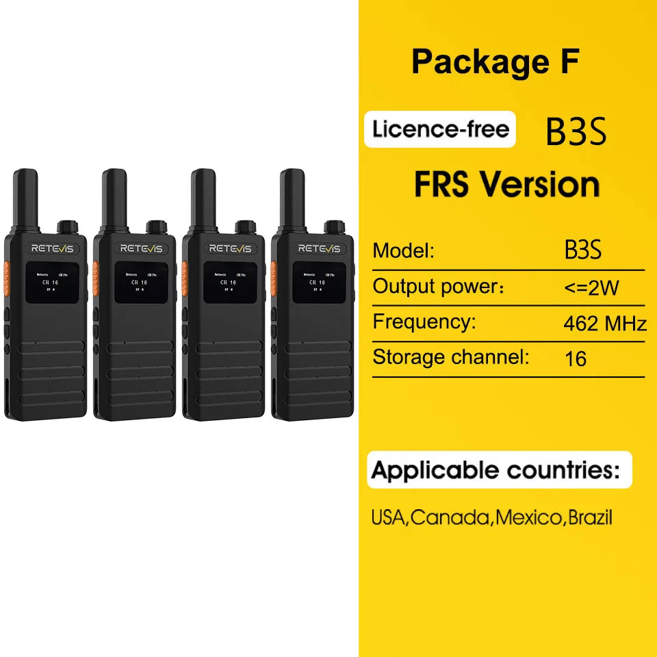 Retevis B63S(3nd Gen RT622) Walkie Talkie 2 Pcs with LCD Screen Ultra-thin, License-free, Type C, for Communication Radios