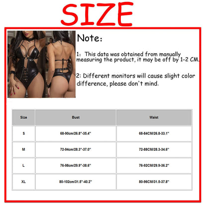 Sexy Women Lingerie Babydoll Underwear PU Leather Dress Erotic Lingerie Sex Costumes Erotic Dress Sex Clothes Dance Clubwear