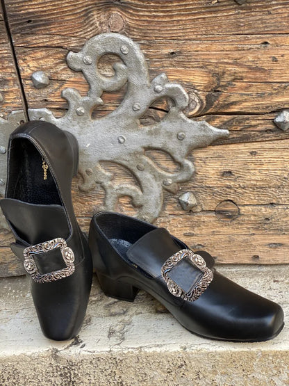 Vintage Medieval Renaissance Frock Shoes Unisex Block Heels With Buckle Boot Halloween Cosplay Costume Party Historical Footwear