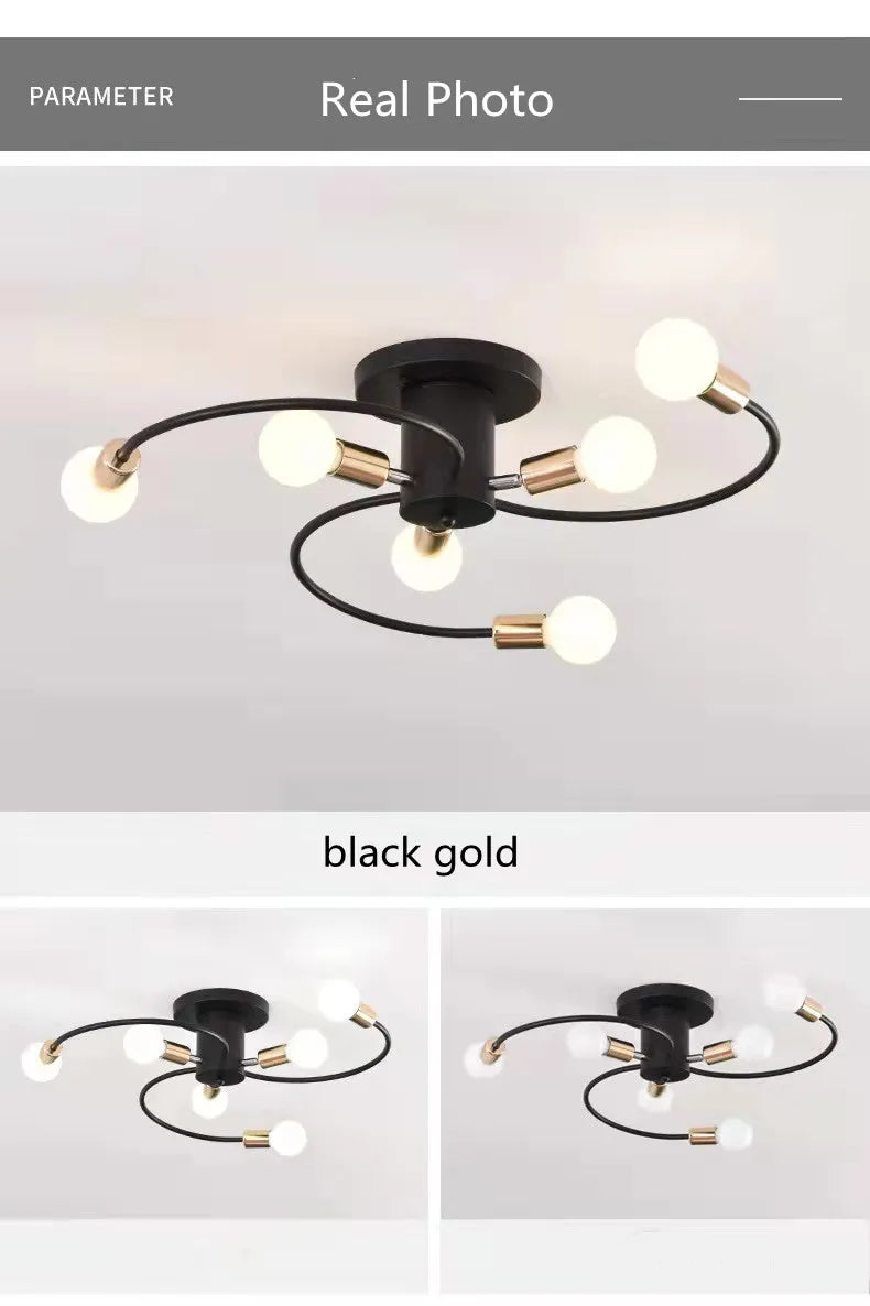 Minimalist Black/White/Gold Chandelier Simple Nordic Metal Chandelier Ceiling Lights for Living Room Bedroom Kitchen Bar Lustre