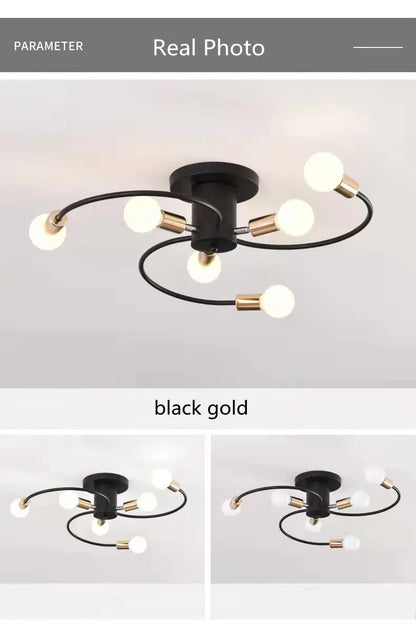 Minimalist Black/White/Gold Chandelier Simple Nordic Metal Chandelier Ceiling Lights for Living Room Bedroom Kitchen Bar Lustre
