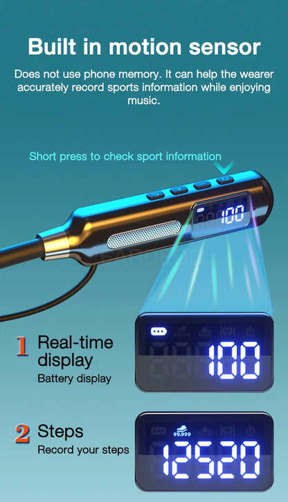 EARDECO Bluetooth Headphone Bass Wireless Headphones with Microphone Neckband Earphones with Sports Chip Steps Calorie Stopwatch