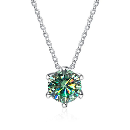 JoyceJelly 1CT VVS D Moissanite Necklace For Women Six Prong Simulated Diamond Pendant 925 Sterling Silver Wedding Fine Jewelry