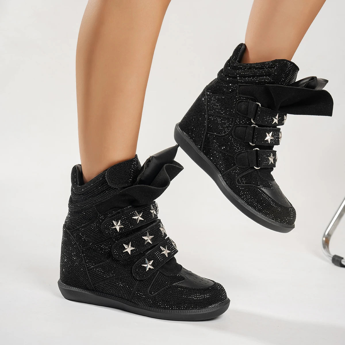 Casual Designer Sneakers Women Luxury Ankle Boots Fashion High Quality Cow Suede Flat Platform Height Increase High-top Shoes