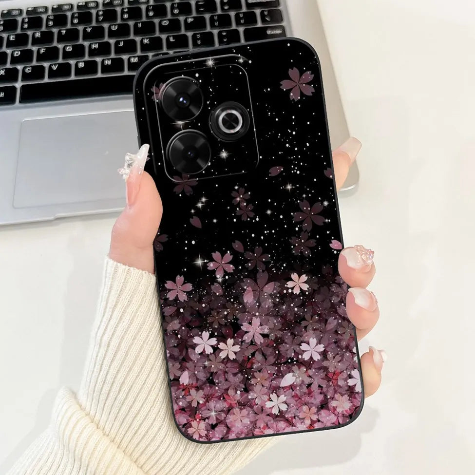 Casing For Redmi 13 Case 13 5G Cute Cat Fashion Luxury Flowers Silicone Shockproof Back Cover For Redmi 13 5G Phone Case Bumper