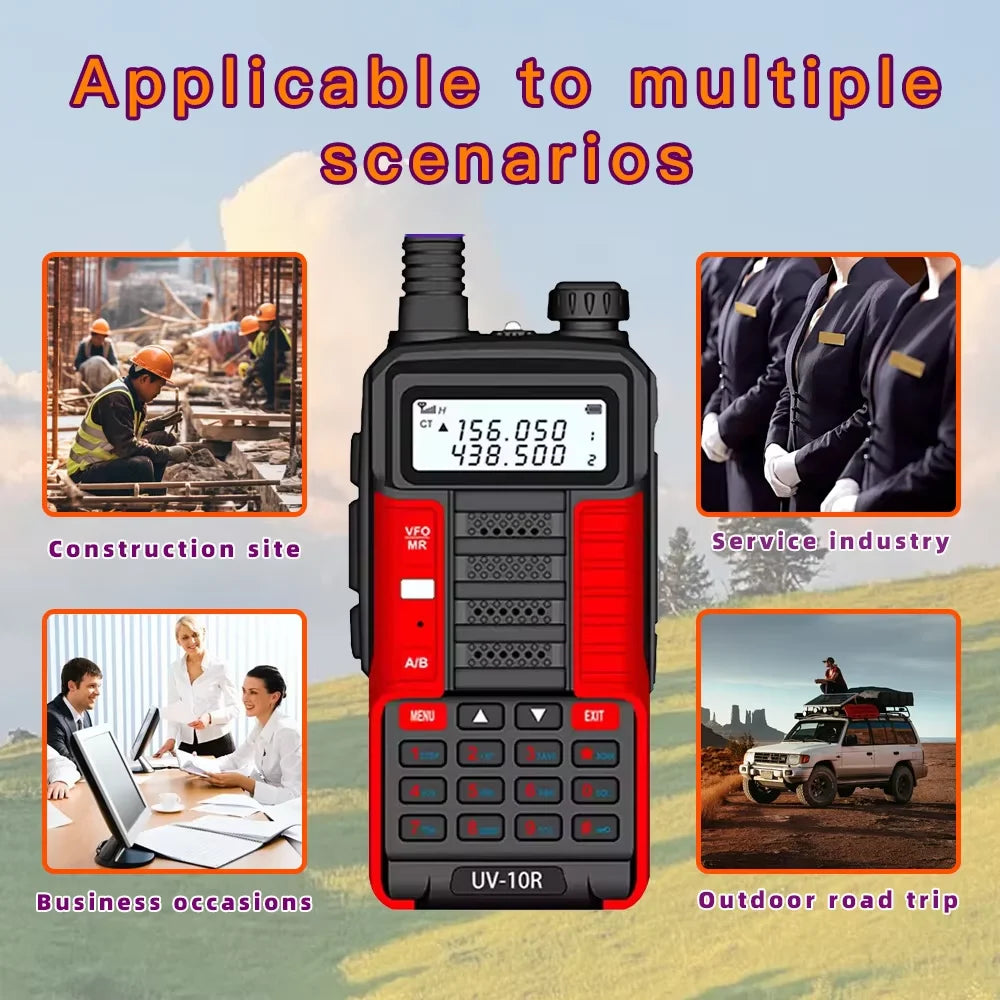 Baofeng UV-10R High Power Walkie Talkie 999CH FM Radio Flashlight VOX Portable Outdoor Hunting Construction Two Way Radio