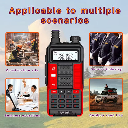 Baofeng UV-10R High Power Walkie Talkie 999CH FM Radio Flashlight VOX Portable Outdoor Hunting Construction Two Way Radio