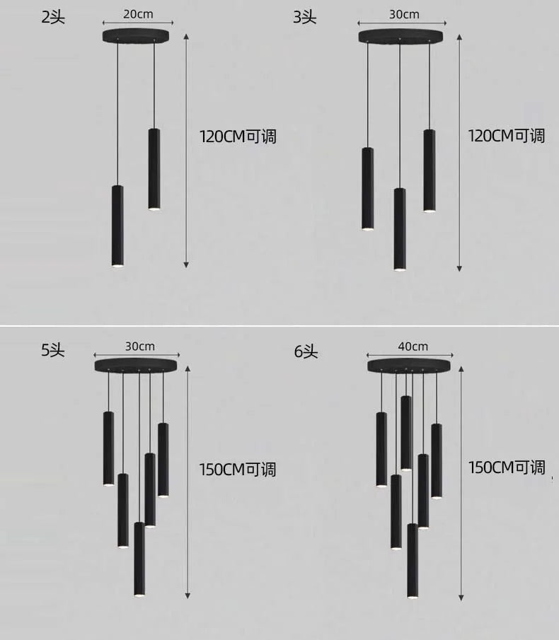 Modern LED Staircase Ceiling Chandelier Black Nordic Simple Indoor Lighting Fixture New Creative Design Island Long Hanging Lamp