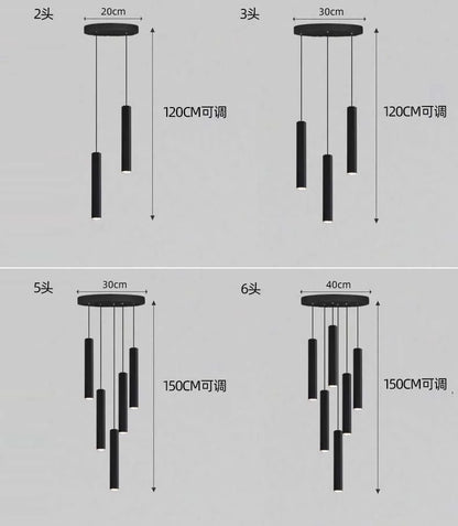 Modern LED Staircase Ceiling Chandelier Black Nordic Simple Indoor Lighting Fixture New Creative Design Island Long Hanging Lamp