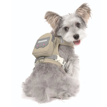 Cute Backpack Dog Harness with Leash, Reflective Soft Pet Vest for Small Medium Dogs Cats, Adjustable Walking Harness Set