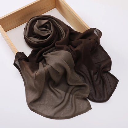 New Gradient Color Hijab Two Color Scarf Tie-Dye Cotton Shawls Muslim Women Wraps Headband Islamic Turban Foulard
