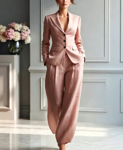 Autumn New Women's Long-sleeved Suit Shirt 2-piece Set Fashion Pocket Suit Collar Slim Temperament Female Office Trousers Suit