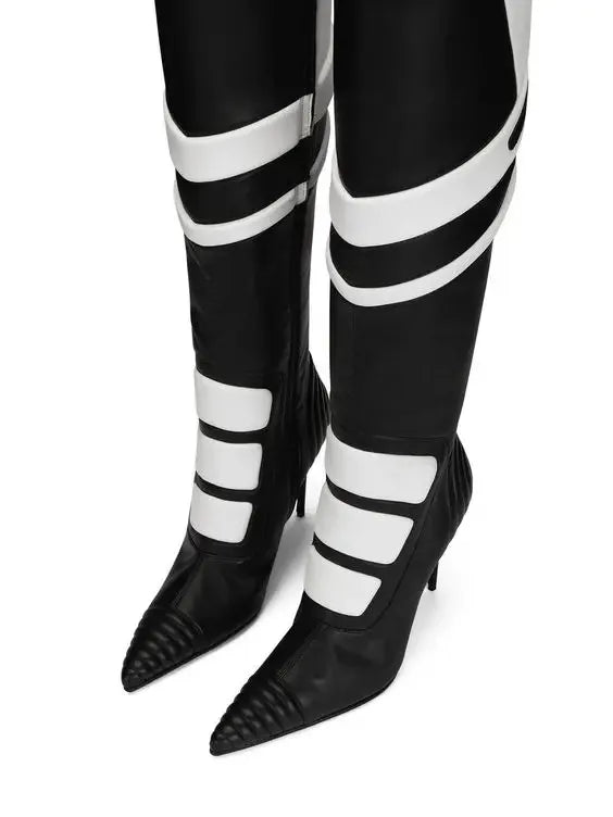 Fashion Leather Pointed Toe Zip Boots Women Design Sexy Stiletto High Heel Knee High Boots Lady Shoes Party Fall Luxury