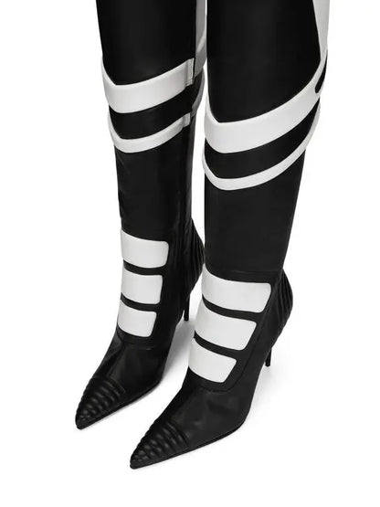 Fashion Leather Pointed Toe Zip Boots Women Design Sexy Stiletto High Heel Knee High Boots Lady Shoes Party Fall Luxury