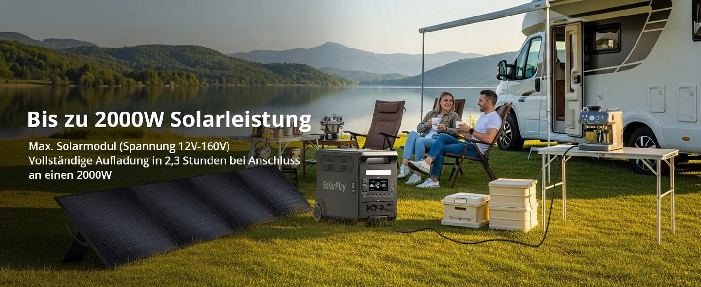 SOLARPLAY 3600W Portable Power Station 3840Wh Large Capacity Emergency Backup Power Q3600 Supply 400W Foldable Solar Panel Kit for Outdoor Camping RV Off-Grid Use