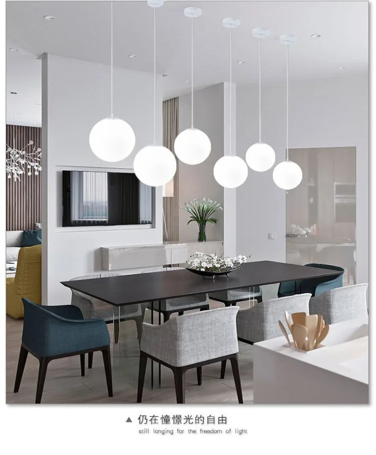 Black White Golden Ball Chandelier Lights Glass Frosted Lampshade Restaurant Bar Kitchen Hanging Lamps G9 E27 Indoor Lighting