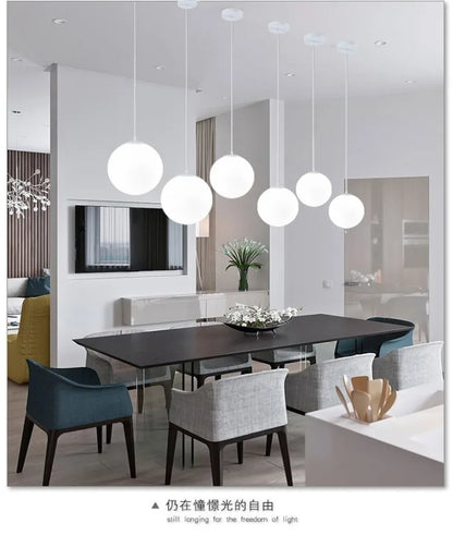 Black White Golden Ball Chandelier Lights Glass Frosted Lampshade Restaurant Bar Kitchen Hanging Lamps G9 E27 Indoor Lighting