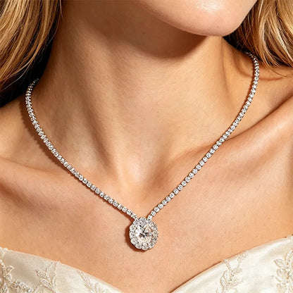 HORRIPAL D VVS1 All Moissanite Necklace for Women S925 Sterling Silver GRA Certified A Set Elegant Luxury Wedding Fine Jewelry