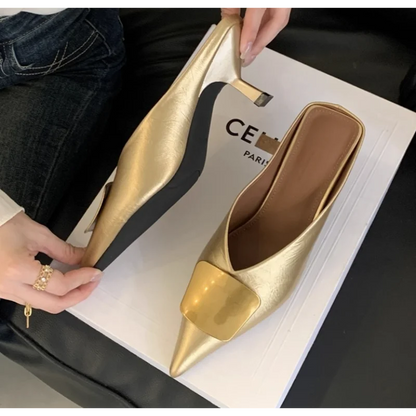 Luxury Women Slippers High Heels Mules Shoes Pointed Toe Heeled Sandals Elegant Party Slides Summer Designer Mujer Zaoatos