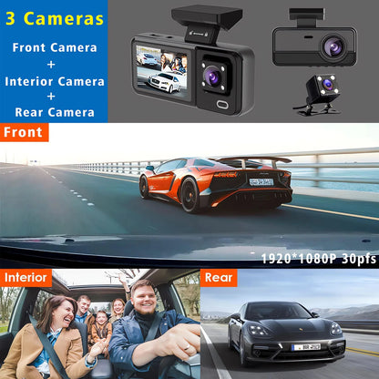 WIFI 3 Camera Dash Cam Cabin Car Dvr 1080P Interior Vehicle Three Way Channel Dvrs Recorder Video Registrator Dashcam Camcord