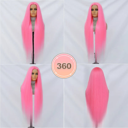 40 Inch Synthetic Lace Front Wigs For African Women T Part Lace High Temperature Fiber Straight Lace Wigs For Afro Female