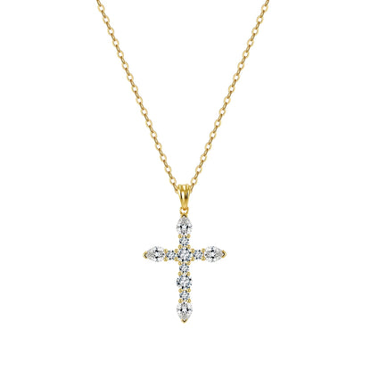 Rinntin Real Moissanite Diamond Cross Pendant 925 Sterling Silver Necklace Party Choker Chain Fine Jewelry Accessories MON16