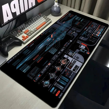 Starship Blueprint Pad Desk Pad Mouse Pad Gamer Computer Cabinet Star Trek Game Office Accessories Keyboard Anime Extended Large