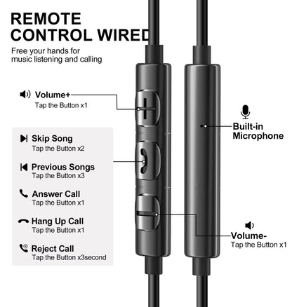 New Wired Headphones HiFi Surround Earphone Type C 3.5mm With Wire Control HD Mic Wired Earbuds For Samsung Galaxy S26 S25 S24