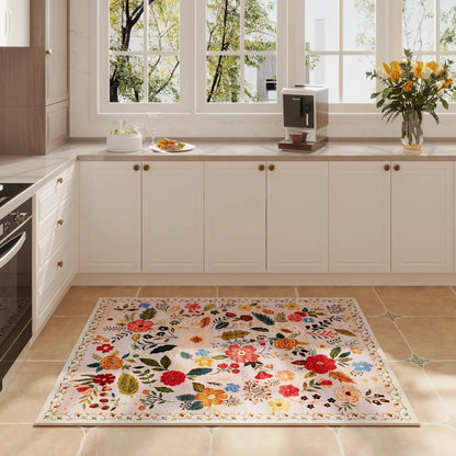 VIKAMA Door Mat Indoor Entrance Machine Washable Boho Floral Small Area Rug Non-Slip Low Pile Throw Rugs for Home Entryway Decor