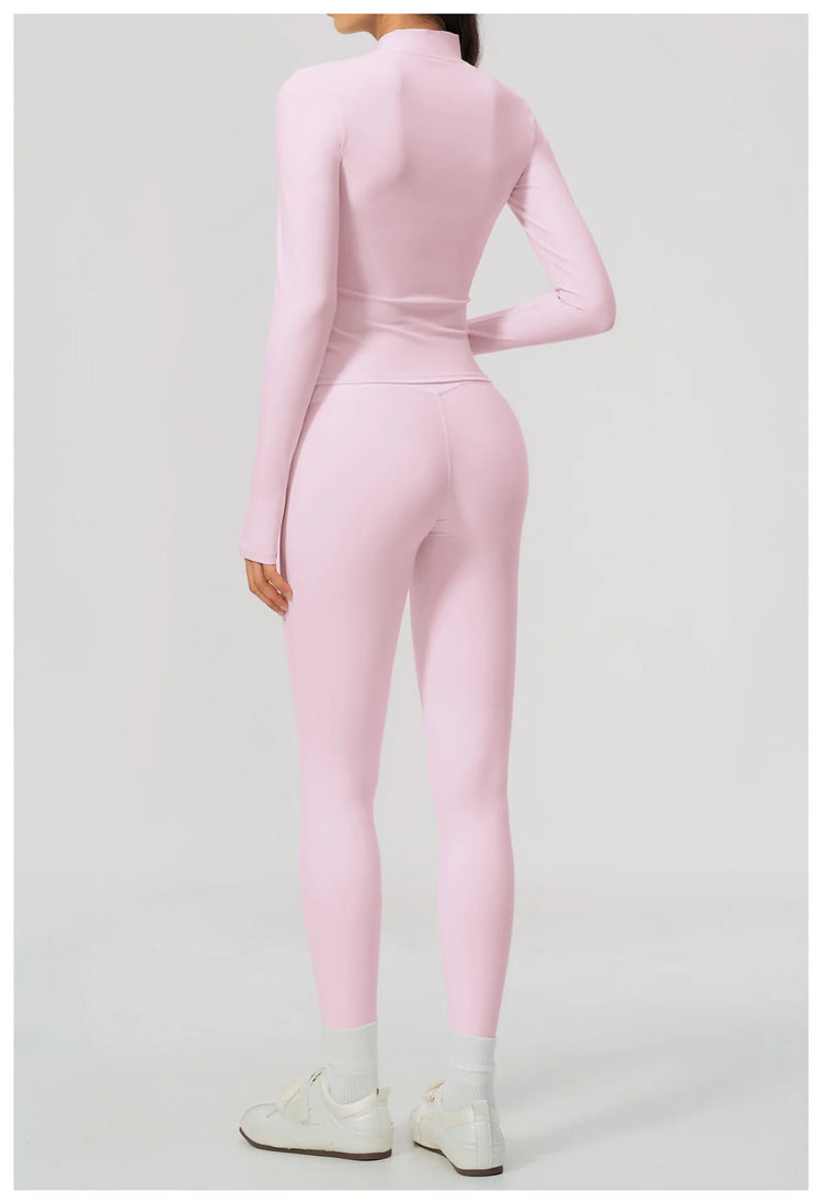 Yoga Set 3PCS Women's Tracksuit Workout Outfit Zipper Fitness Long Sleeved Sports Set Gym Clothes Female Sports Bra Yoga Outfits