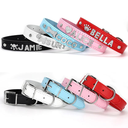 Personalized Small Dogs Chihuahua Collar Bling Rhinestone Dog Collars Free Custom Pet Dogs Cats Name Charms Pet Accessories