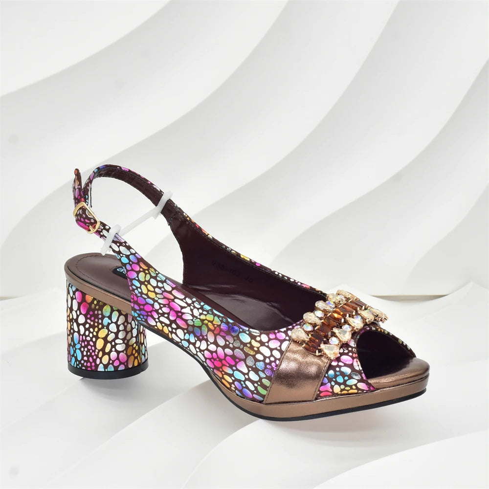 Fashion Italian Matching Nigerian Shoe and Bag with Rhinestone Wedding Shoes for Women Bride African Shoes and Bags Matching Set