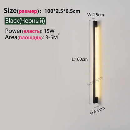 Modern Minimalist Long Wall Lamp LED Wall Mounted Light Indoor Living Room Bedroom Background Lamp Home Decora Fixtures 110/220V