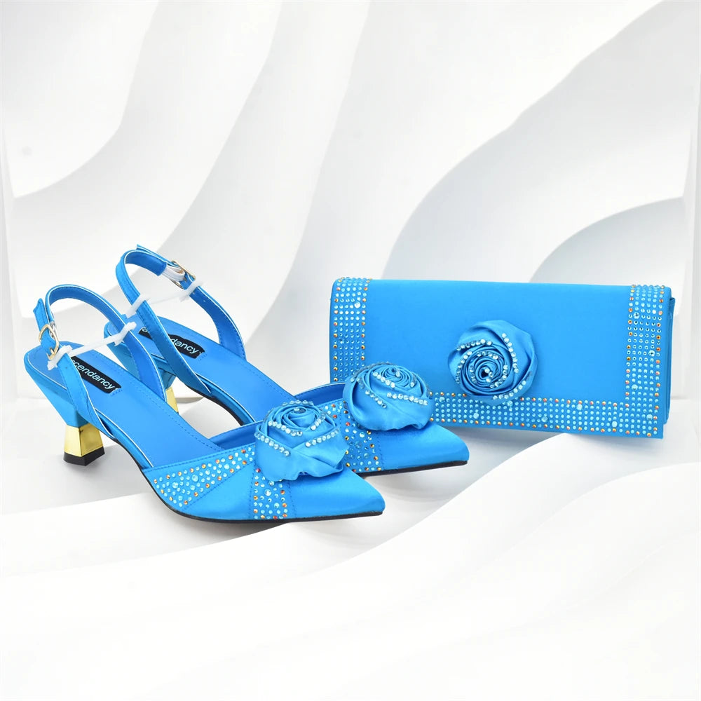 Women Nigerian Italian Shoes and Bags Set Decorated with Handmade Flowers Bag and Shoe Set Women Luxury 2026 High Heels Pumps