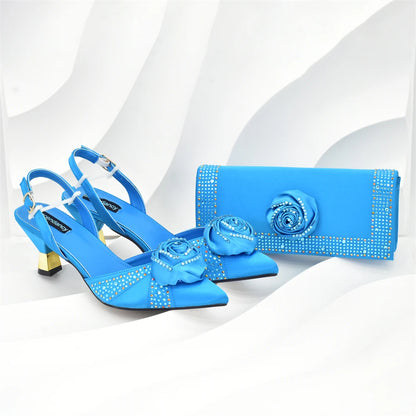 Women Nigerian Italian Shoes and Bags Set Decorated with Handmade Flowers Bag and Shoe Set Women Luxury 2026 High Heels Pumps
