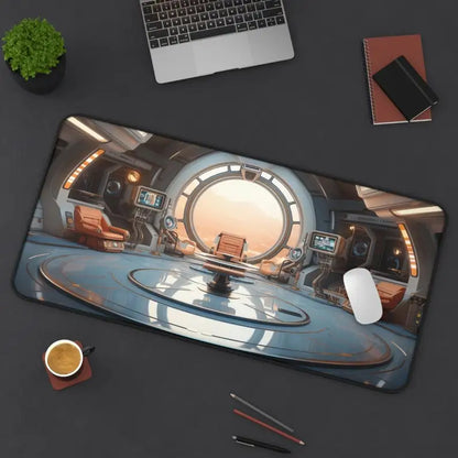Spaceship Pattern Desk Mat, Elegant Office Desktop Decoration, Non-Slip Waterproof Gaming Mouse Pad, Perfect Gift for Friends