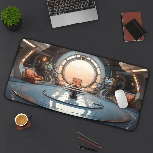 Spaceship Pattern Desk Mat, Elegant Office Desktop Decoration, Non-Slip Waterproof Gaming Mouse Pad, Perfect Gift for Friends