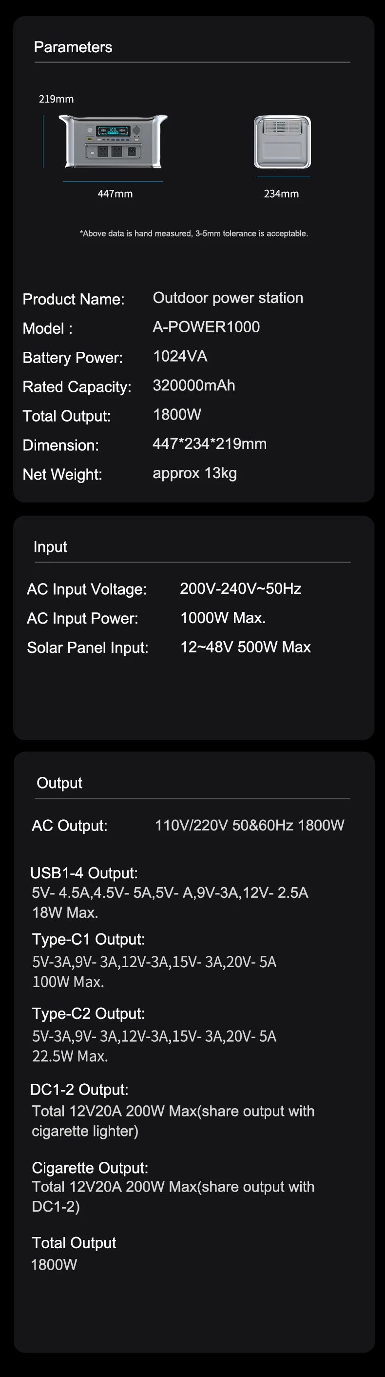 1800W Portable Power Station Peak 3600W One Hour Fast Full Charging Lifepo4 Battery Super Quality Ukraine Warehouse UPS Function