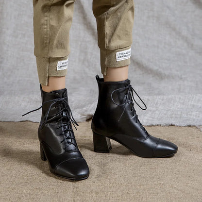 Sexy Ankle Boots For Women Winter Shoes Custom Black White High Heels Lace Up Short Boot Autumn Pumps Large Size 43 WSH5218