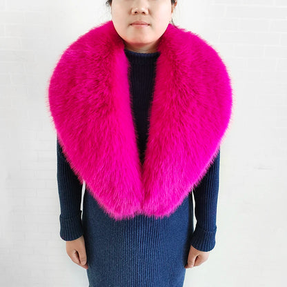 Large Women Faux Fox Fur Scarf Winter Jackets Warm Fluffy Shawl Fashion Artificial Fur Collar And Cuff Set Fluffy Scarves Female