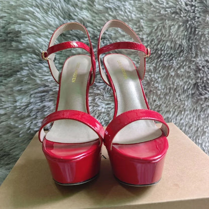 Women Sexy Pumps Peep Toes Sandals Stilettos 14cm Elegant Platform High Heels Luxury Nighclub Party Wedding Jazz Dance Shoes